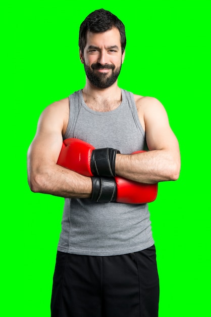 Photo gratuite sportman avec des gants de boxe