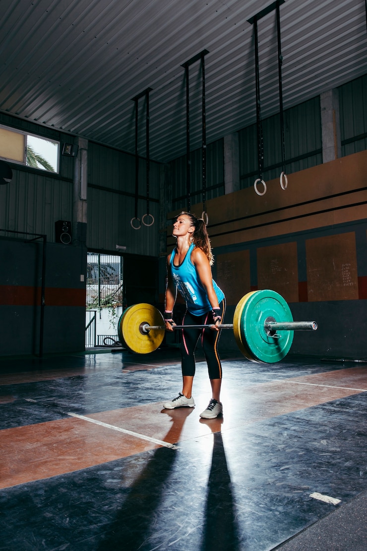 Photo gratuit sporty woman lifting barbell