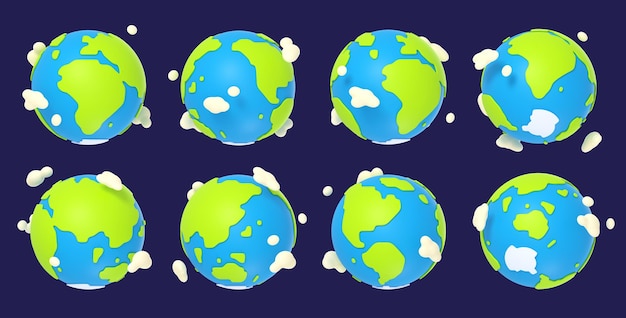 Photo gratuite sprite d'animation de redressement de dessin animé de planète terre