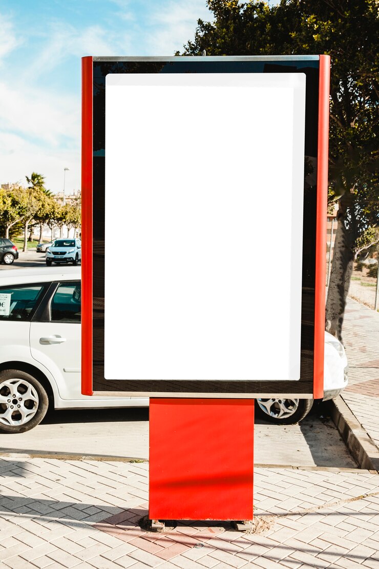 Photo gratuit stand publicitaire vide de la ville