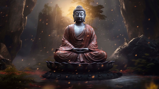 Photo gratuite statue de bouddha dans la nature