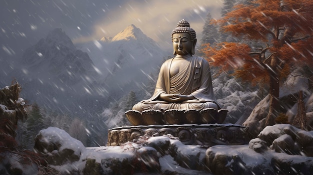 Photo gratuite statue de bouddha dans la nature