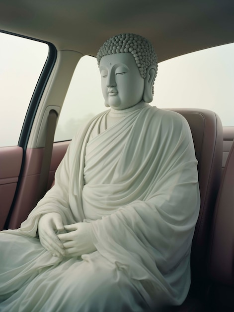 Photo gratuite statue de bouddha dans une voiture