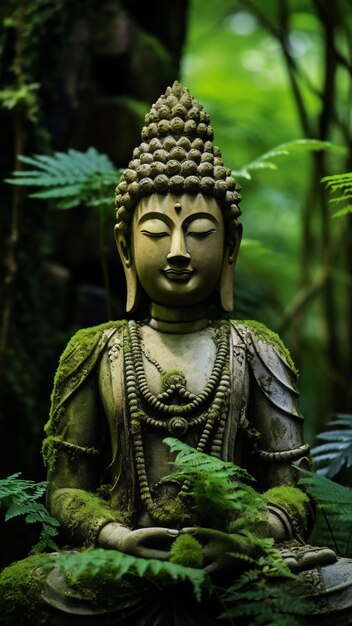 Photo gratuite statue de bouddha avec paysage naturel