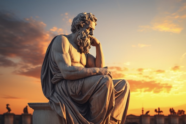 Statue de philosophe de la déité grecque antique