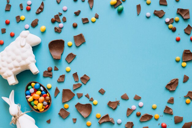 Statuettes de Pâques et bonbons