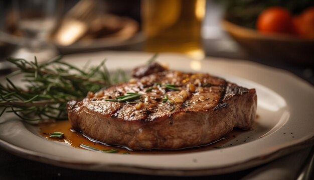 Photo gratuite steak grillé filet frais cuit à la perfection prêt à manger généré par l'intelligence artificielle