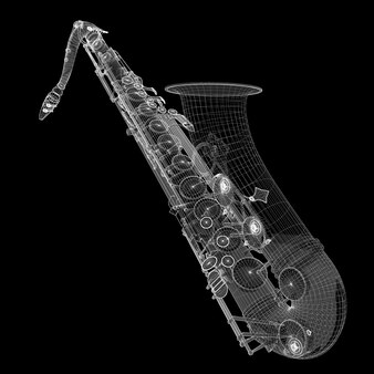 Structure du corps du modèle 3d saxofon tumbado, modèle filaire