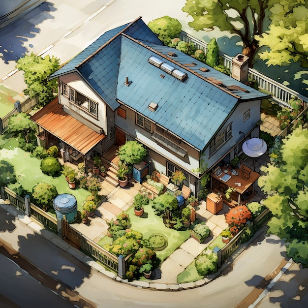 Photo gratuite structure de la maison dans le style anime