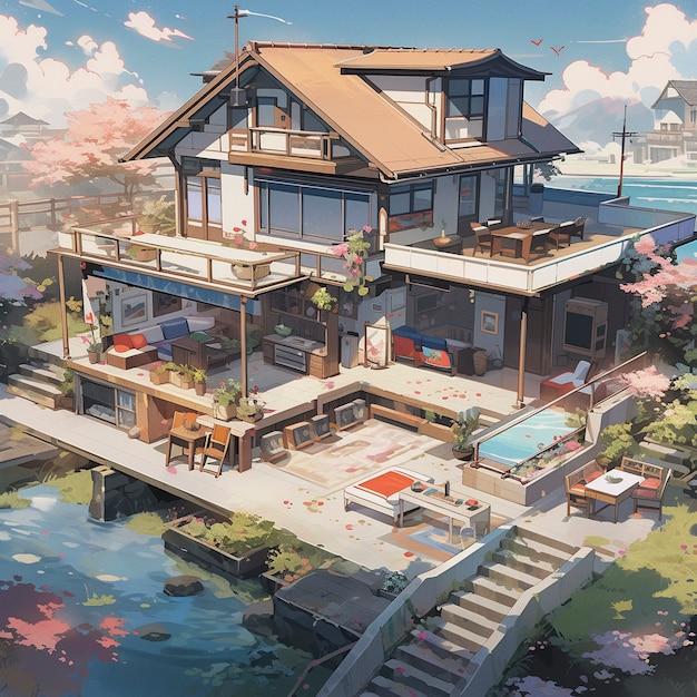 Photo gratuite structure de la maison dans le style anime