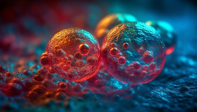 Structure moléculaire des cellules cancéreuses au microscope générée par l'IA