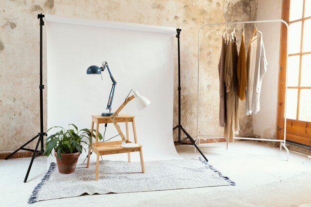 Studio avec accessoires pour la photographie