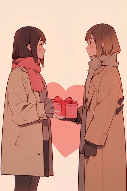 Photo gratuite style d'anime célébrant la saint-valentin