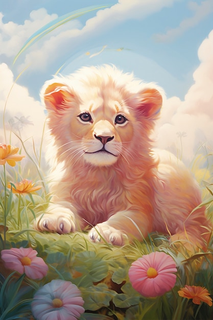 Photo gratuite style d'art numérique du lion