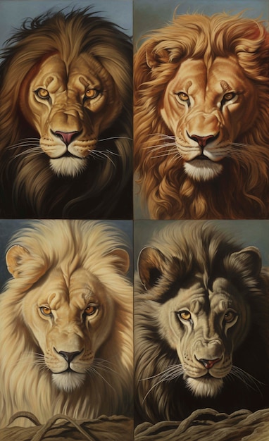 Photo gratuite le style d'art numérique des lions