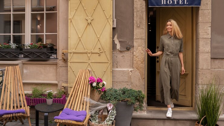 Photo gratuit le style de vie de la personne qui décore sa porte d'entrée