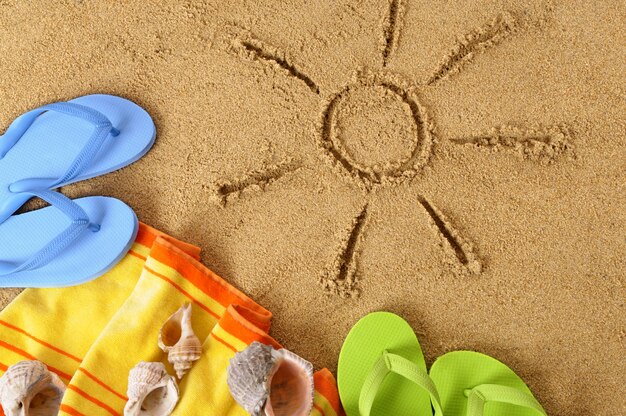 Sun dessiné sur le sable