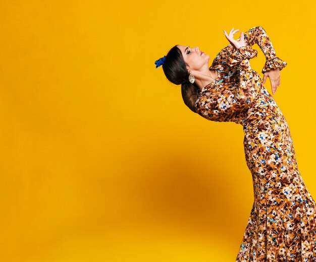 Superbe danseuse de flamenco se penchant en arrière