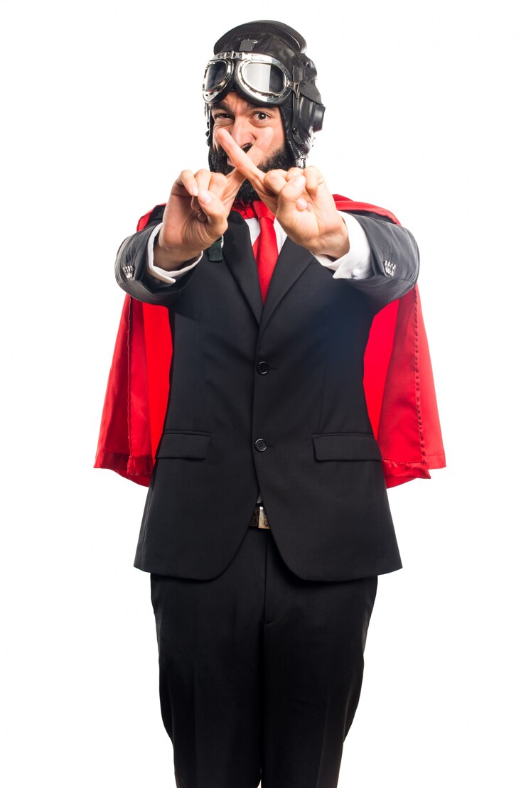 Photo gratuit superhéros d&#39;homme d&#39;affaires ne faisant aucun geste