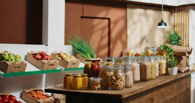 Photo gratuite supermarché à zéro déchet carbone