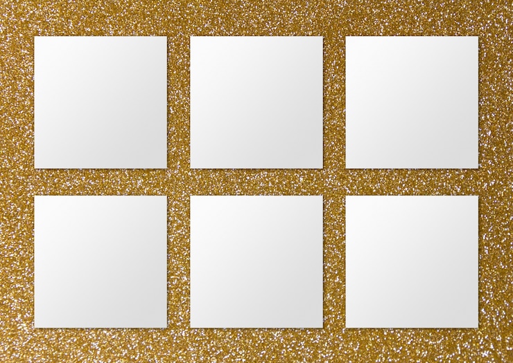 Photo gratuit surface de luxe avec six notes papier