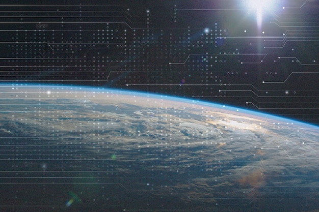 Photo gratuite surface de la terre de fond de technologie de connexion globale