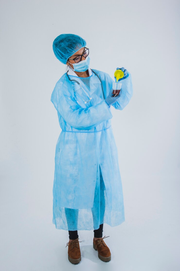 Photo gratuit surgeon posant avec l&#39;échantillon