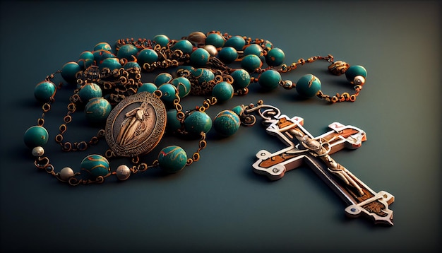 Photo gratuite symbole du christianisme, le collier croisé brille d'or généré par l'ia