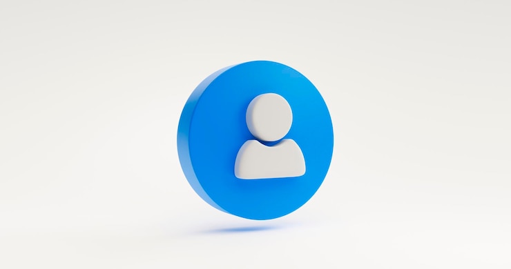 Photo gratuit symbole d'icône d'utilisateur bleu ou concept d'élément de connexion sociale d'administration de site web sur fond blanc rendu 3d