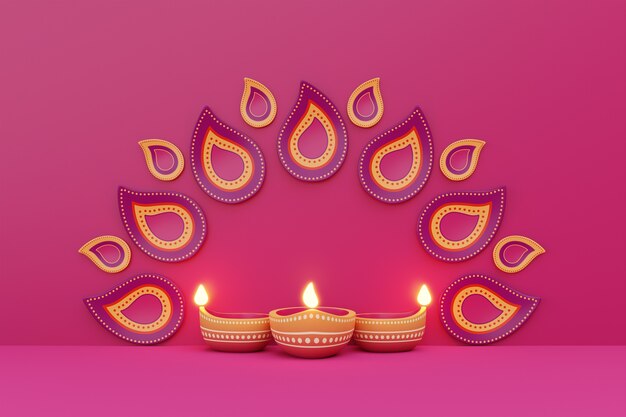 Symboles de la fête des lumières avec des bougies