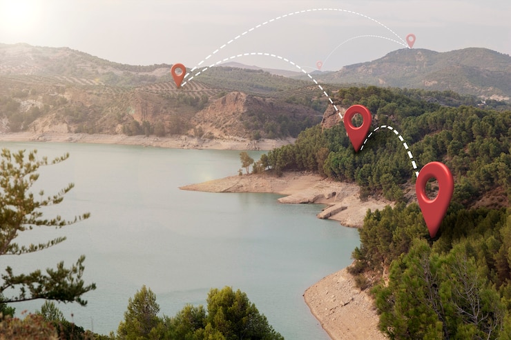 Photo gratuit symboles de localisation dans la nature