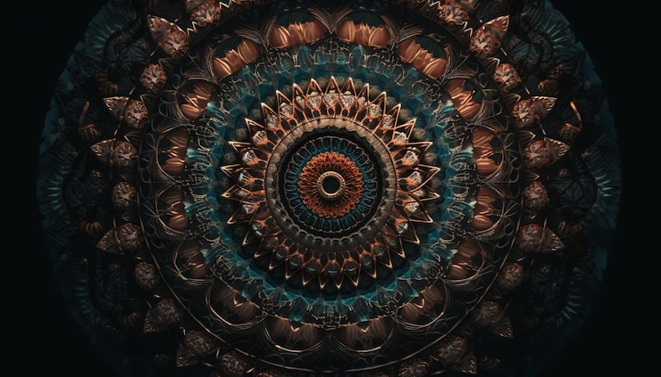 Photo gratuit la symétrie et les courbes créent un motif de mandala orné généré par l'ia