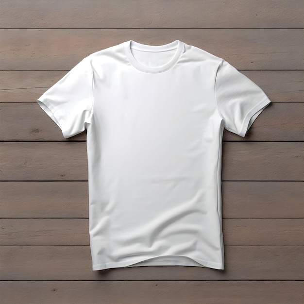 t-shirt blanc sur fond de texture en bois