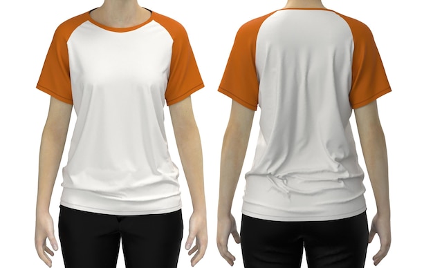 Photo gratuite t-shirt femme avant et arrière, modèle de maquette pour l'impression de conception