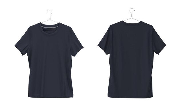 T-shirts vierges isolés à l'avant et à l'arrière