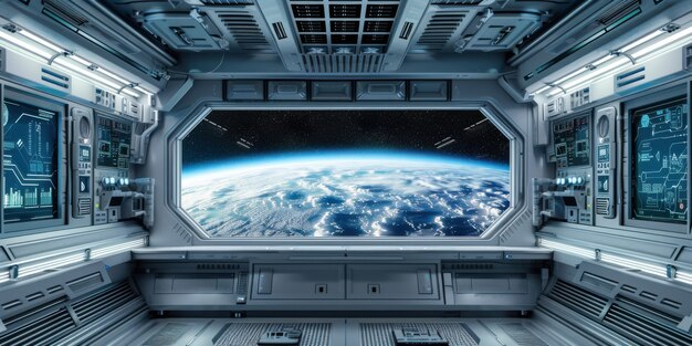 Table de commande d'un vaisseau spatial de l'intérieur