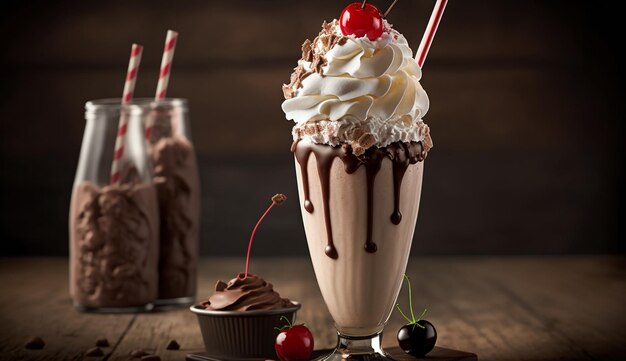 Table de desserts avec des bonbons sucrés au chocolat gourmand AI générative