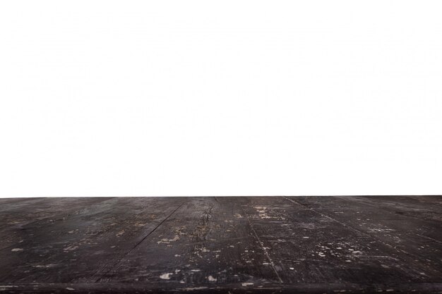 Table faite avec des planches sombres sans arrière-plan