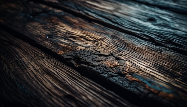 Photo gratuite table de planche de bois dur patiné rugueux dans la nature générée par l'ia