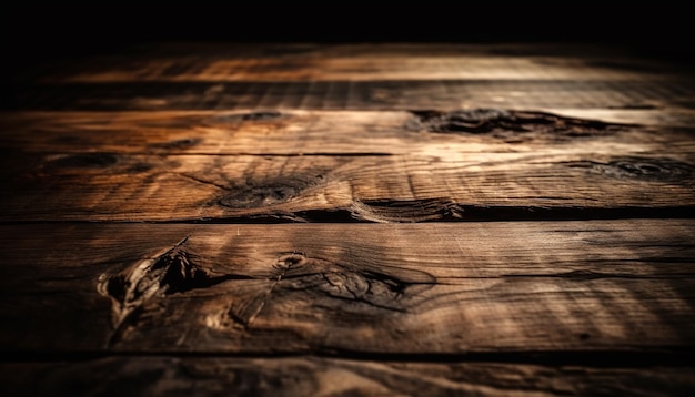 Table de planche de bois dur rustique toile de fond d'arbre altérée générée par l'IA