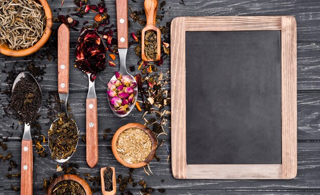 Tableau avec tisane à côté