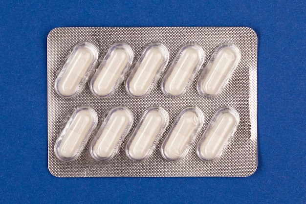 Tablette vue de dessus avec des pilules