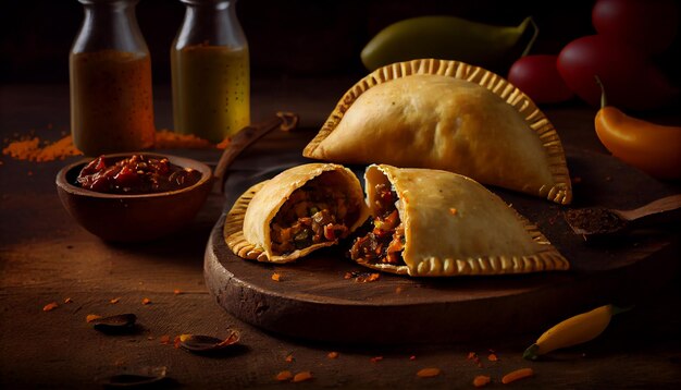 Taco de boeuf frais sur table en bois rustique IA générative