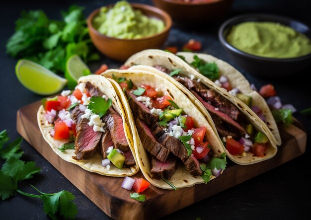 Des tacos délicieux sur la table.