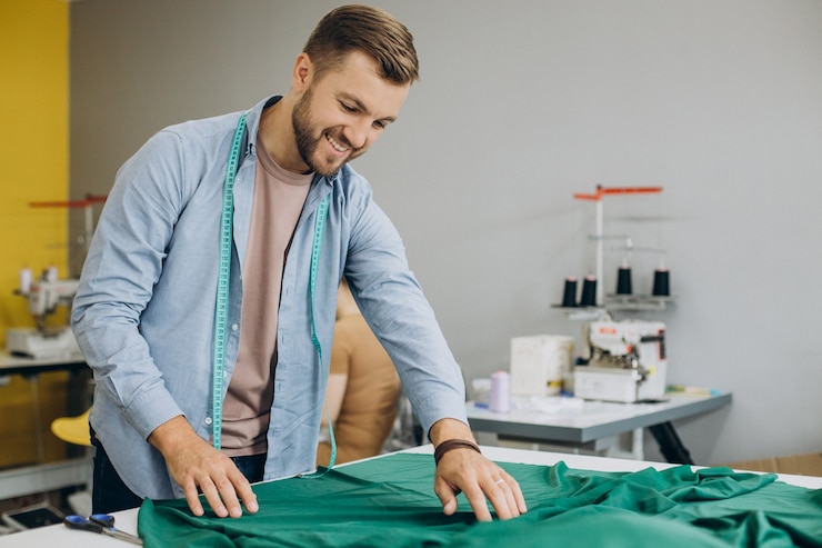 Photo gratuit tailleur homme travaillant dans son usine