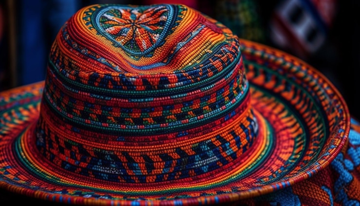 Photo gratuit tapis en laine tissée avec un motif multicolore vibrant généré par l'ia