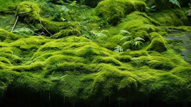 Photo gratuite un tapis vibrant de mousse et de fougères couvrant le sol de la jungle dans une luxuriance