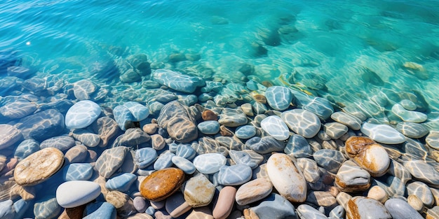 Photo gratuite une tapisserie de galets sous l'eau chaque pierre raconte une histoire