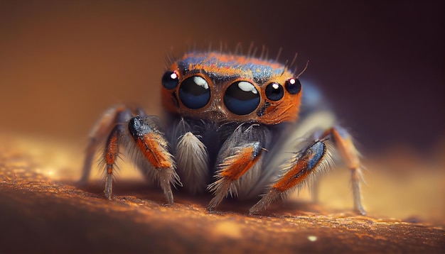 Photo gratuite tarentule effrayante regardant la caméra dans une macro générée par l'ia