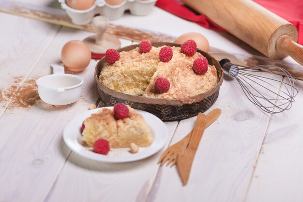 Tarte aux framboises sucrées à la cannelle